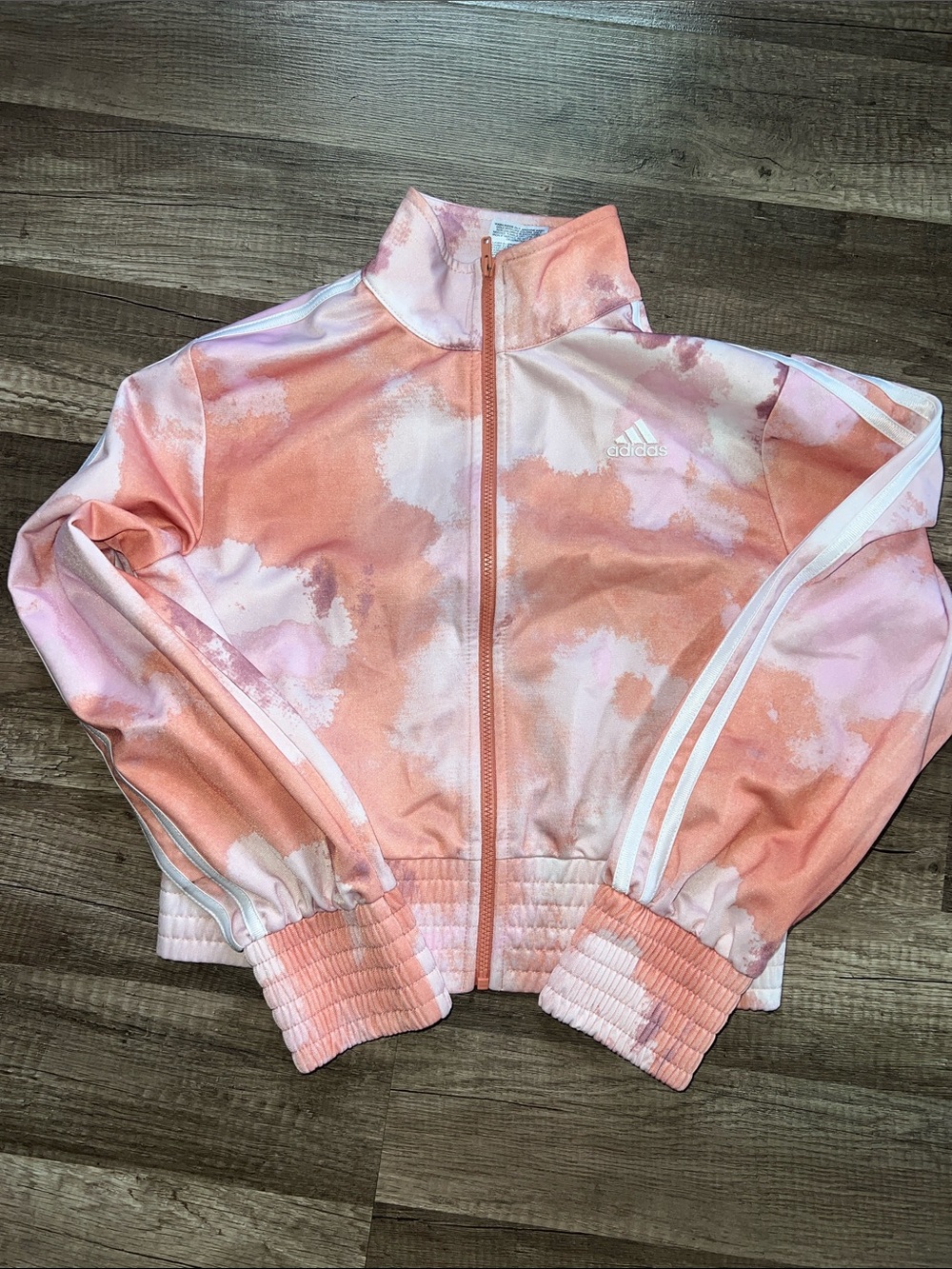 Adidas Pink Peach Tie-Dye Track Jacket